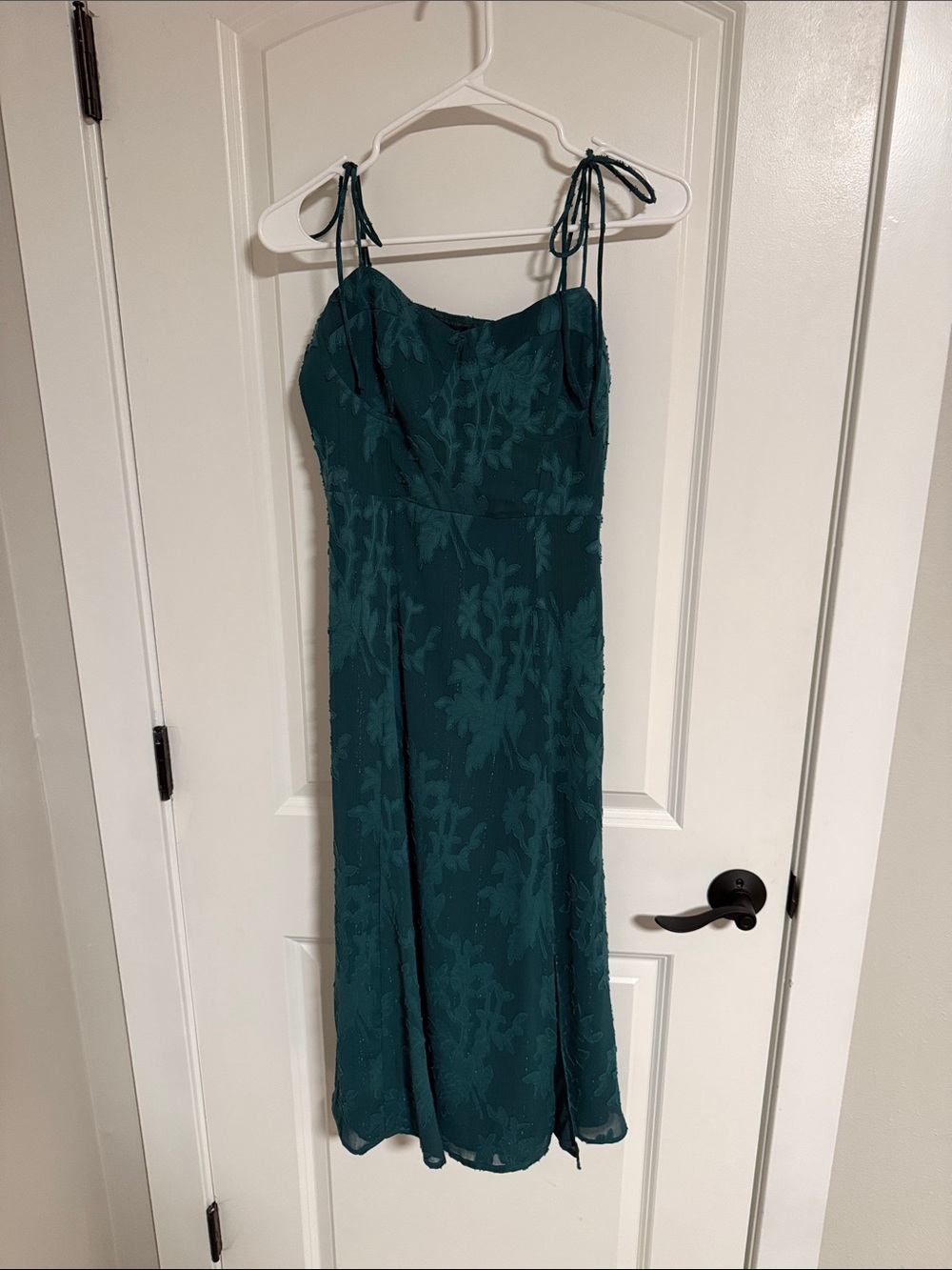 Lulu's Teal Floral Tie-Strap Midi Dress
